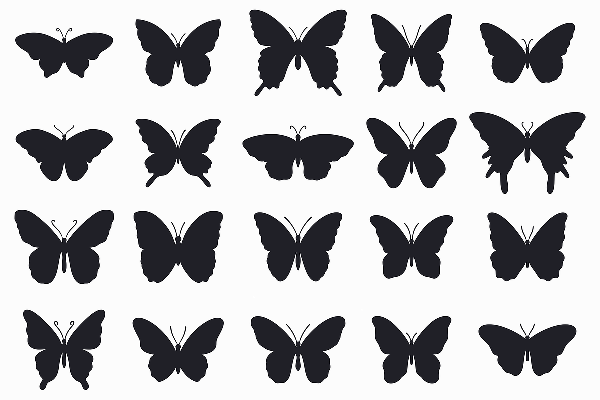 Butterfly Silhouette Vector Bundle, an Animal Illustration by Kusumaillustration (Photo 5 of 13)