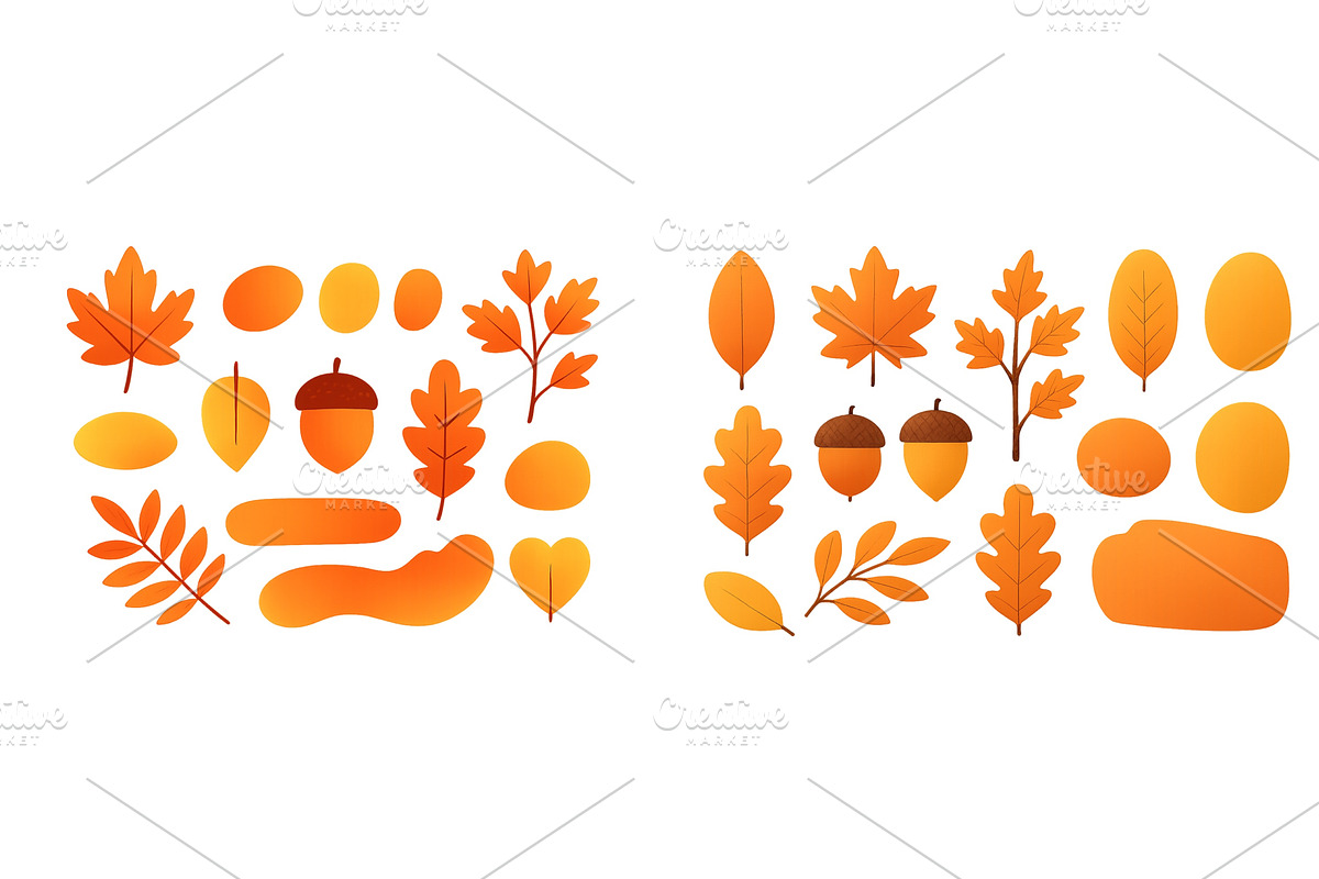 Fall-themed leaf and acorn shapes in, an Illustration by ZinetroN