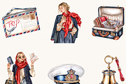 Watercolor Airline Crew Clipart, an Object Illustration by BusyDaydesign (Thumbnail 4 of 9)
