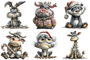 Whimsical Grumpy Christmas Animals, an Illustration by Craft Nest (Thumbnail 8 of 9)