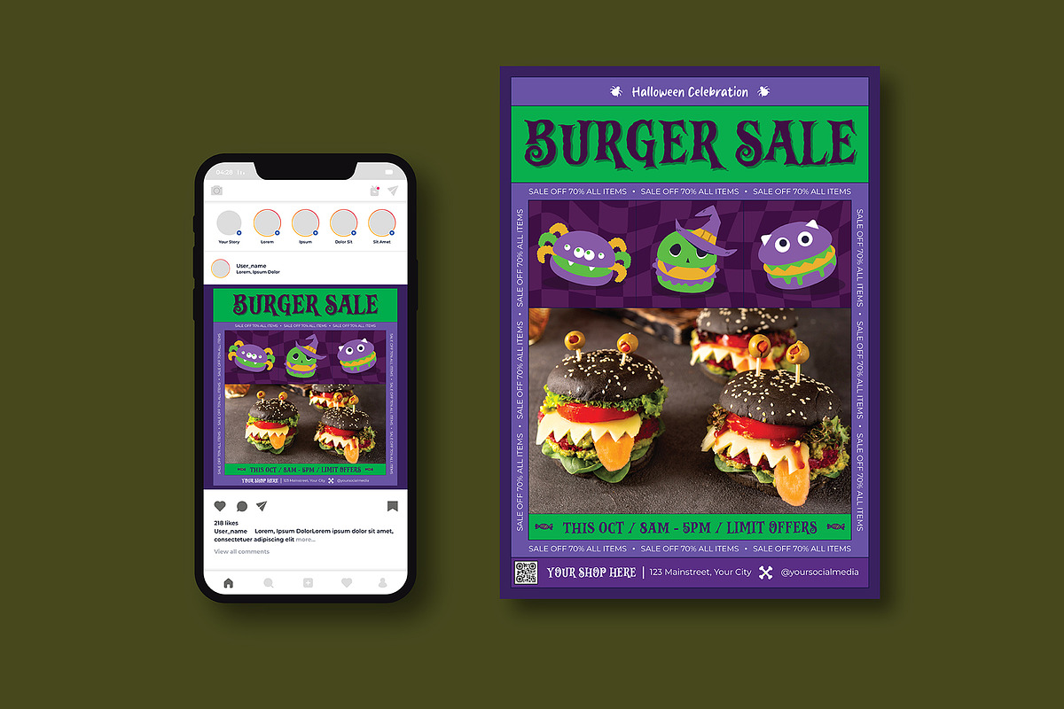 Burger Sale Flyer, a Flyer Template by iDoodle Studio