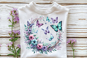 Watercolor Butterflies Flowers, an Illustration by CraftArtStudio (Thumbnail 3 of 6)