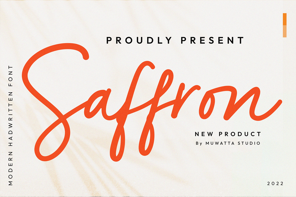 Saffron Handwritten Script Font, a Handwritten Font by Muwatta Studio (Photo 1 of 8)