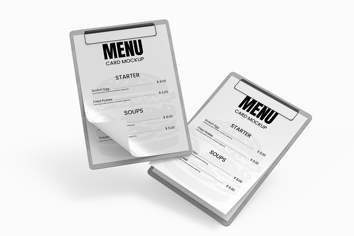 Realistic Restaurant Menu Card Mock, an Advertising Mockup by graphypix (Photo 3 of 4)