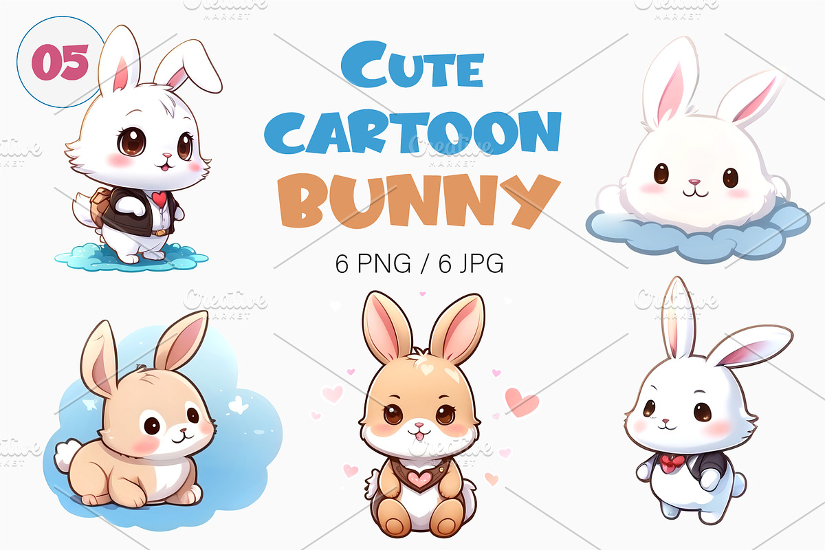 Cute cartoon Bunny 05.TShirt Sticker, an Animal Illustration by KENO Mascots (Photo 1 of 8)