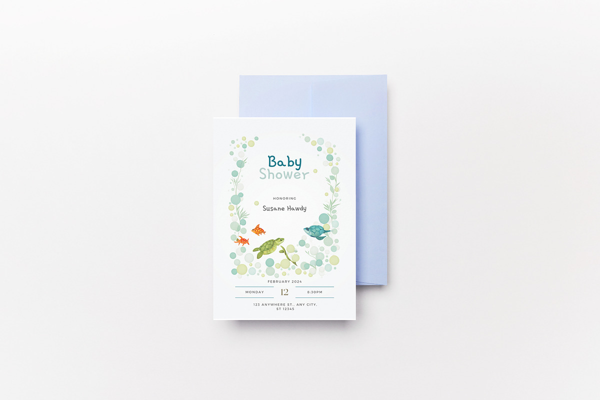 2 Canva Baby Shower Invitation, a Card Template by The Dark Matter Art (Photo 2 of 7)