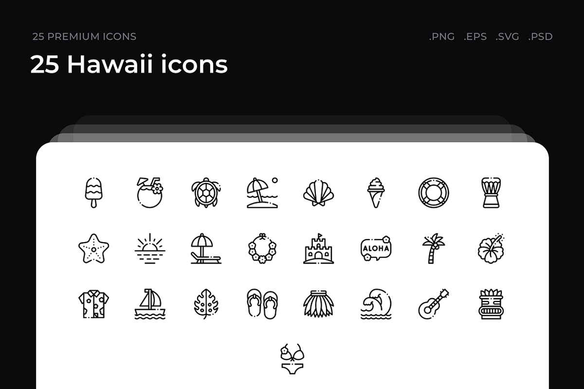 25 Hawaii icons, an Outline Icon by Wencory