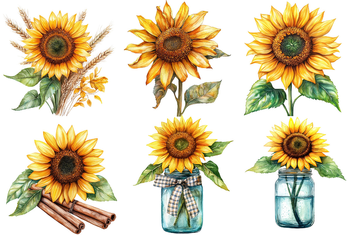 Autumn Sunflowers Clipart, an Illustration by Designworld (Photo 2 of 6)