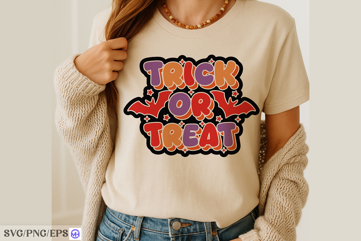 Retro Halloween Trick or Treat SVG, a Seasonal Illustration by mh_arif (Photo 3 of 4)