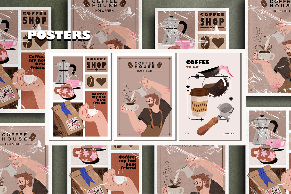 COFFEE stickers + patterns, a Food Illustration by UnaAnya (Photo 4 of 7)
