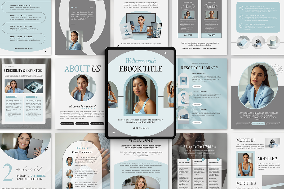 Wellness Coach Ebook Template Blue, a Magazine Template by DigiPax (Photo 1 of 11)