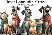 Great Danes with Kittens Clipart, an Illustration by CraftArtStudio (Thumbnail 1 of 6)