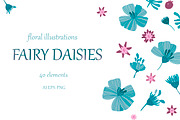floral collection Fairy daisies, set, an Illustration by EshaStudio (Thumbnail 1 of 6)
