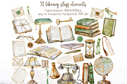 Cozy Autumn Library Watercolor, a Seasonal Illustration by Shabbypie (Thumbnail 2 of 4)