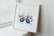 Watercolor Boat & Harbor, an Illustration by Yorda Studio (Thumbnail 8 of 11)