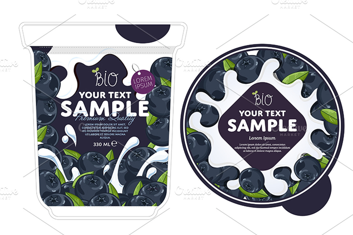 Blueberry Yogurt Packaging Design, a Food Illustration by studioworkstock