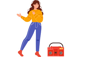 Active woman dancing vector flat, a Person Illustration by vectorpointstudio