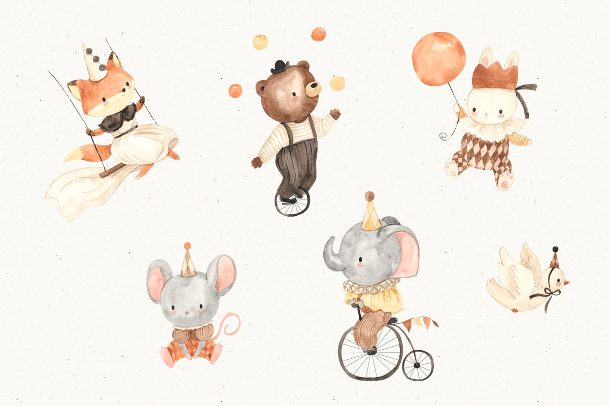 VINTAGE CIRCUS. Watercolor animals, an Animal Illustration by OlliArtDesign (Photo 2 of 10)