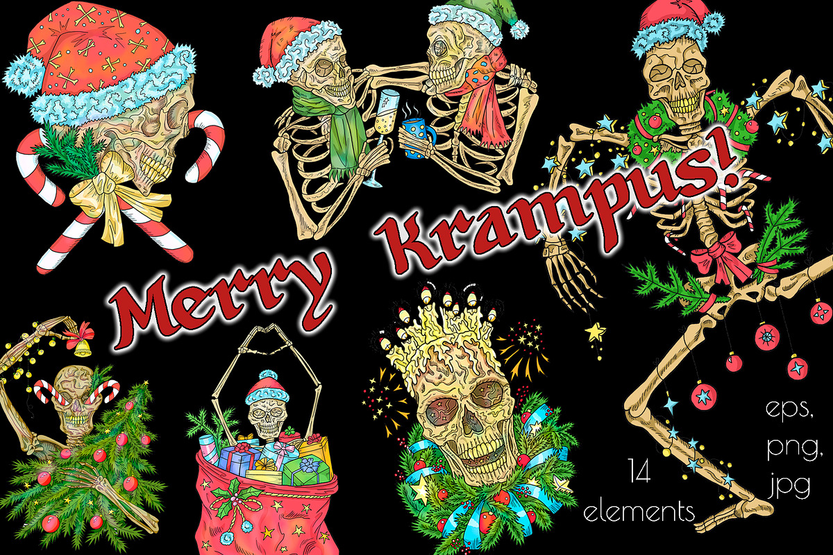 Scary Christmas Skulls, a Decorative Illustration by Samiramay (Photo 1 of 5)