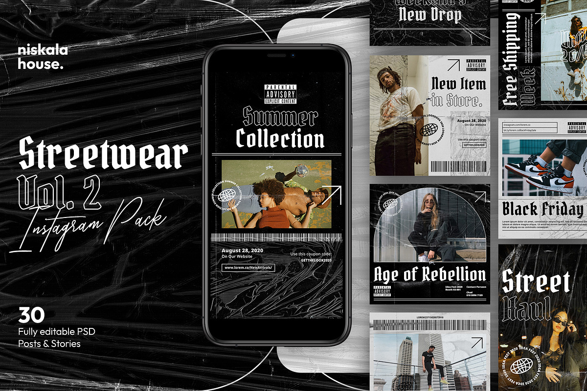 SALE! Streetwear Vol2 Instagram Pack, a Social Media Template by Nenjo Studio (Photo 1 of 4)