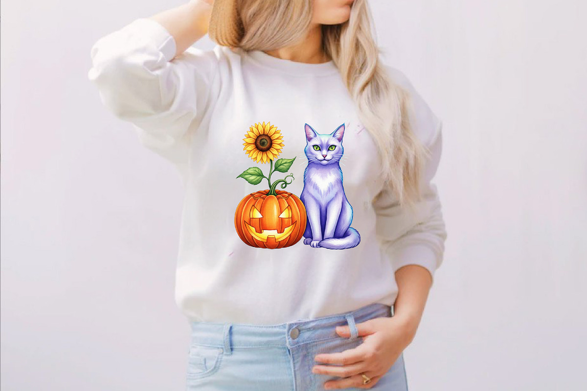 Witchy Sunflower Ghost Halloween Cli, an Illustration by SVGArt (Photo 6 of 8)