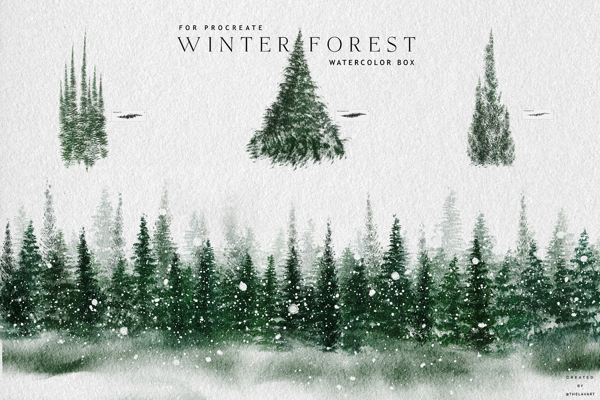 Winter Forest Box for Procreate, a Brush Add-On by Liquid Amethyst Art (Photo 3 of 13)
