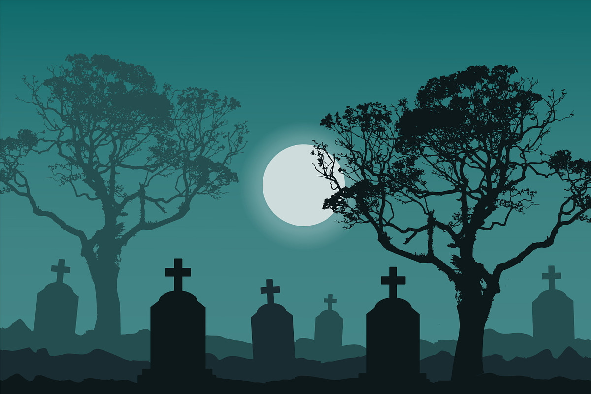 Night at the cemetery, an Illustration by Happy Art