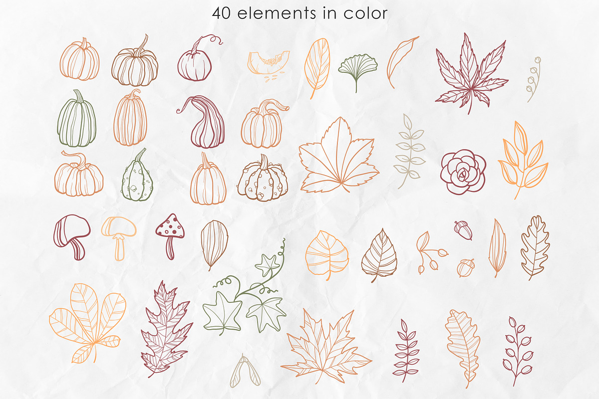 Fall vibes Line art leaves & pumpkin, an Illustration by Dervik Art Store (Photo 5 of 7)