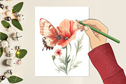 Poppy Mother's Day Watercolor Png, an Illustration by RobertsArt (Thumbnail 5 of 7)
