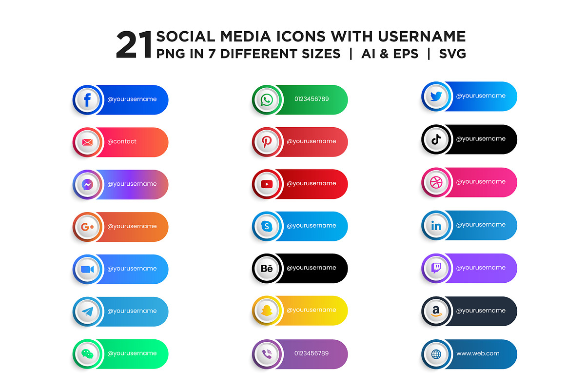 social media handles icons set, an Icon by Team_Ultra_Graphics