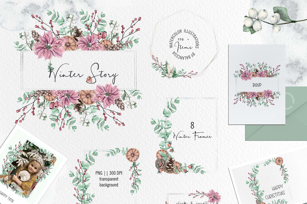 Winter Story Watercolor Clipart, an Animal Illustration by BalanceUA (Photo 5 of 13)