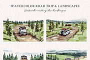 Watercolor Road Trip & Landscapes, an Illustration by Yorda Studio (Thumbnail 3 of 11)