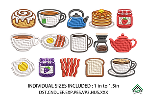 Cozy Breakfast Mini Embroidery x15, an Illustration by Craft Nest