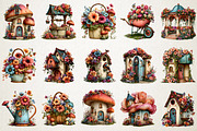 Watercolor Fairy Garden PNG Clipart, a Seasonal Illustration by RobertsArt (Thumbnail 4 of 7)