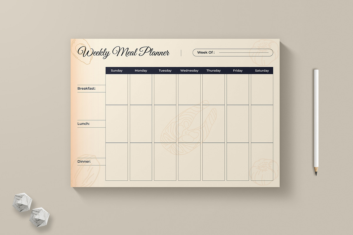 Weekly Meal Plan Layout, a Stationery Template by MightyDesign (Photo 1 of 6)