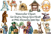Cute Christmas Nativity Clipart Bund, an Illustration by DreamCafeArt (Thumbnail 1 of 7)