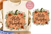 Hello Pumpkin PNG, Fall Sublimation, a Seasonal Illustration by Rose Art (Thumbnail 1 of 4)