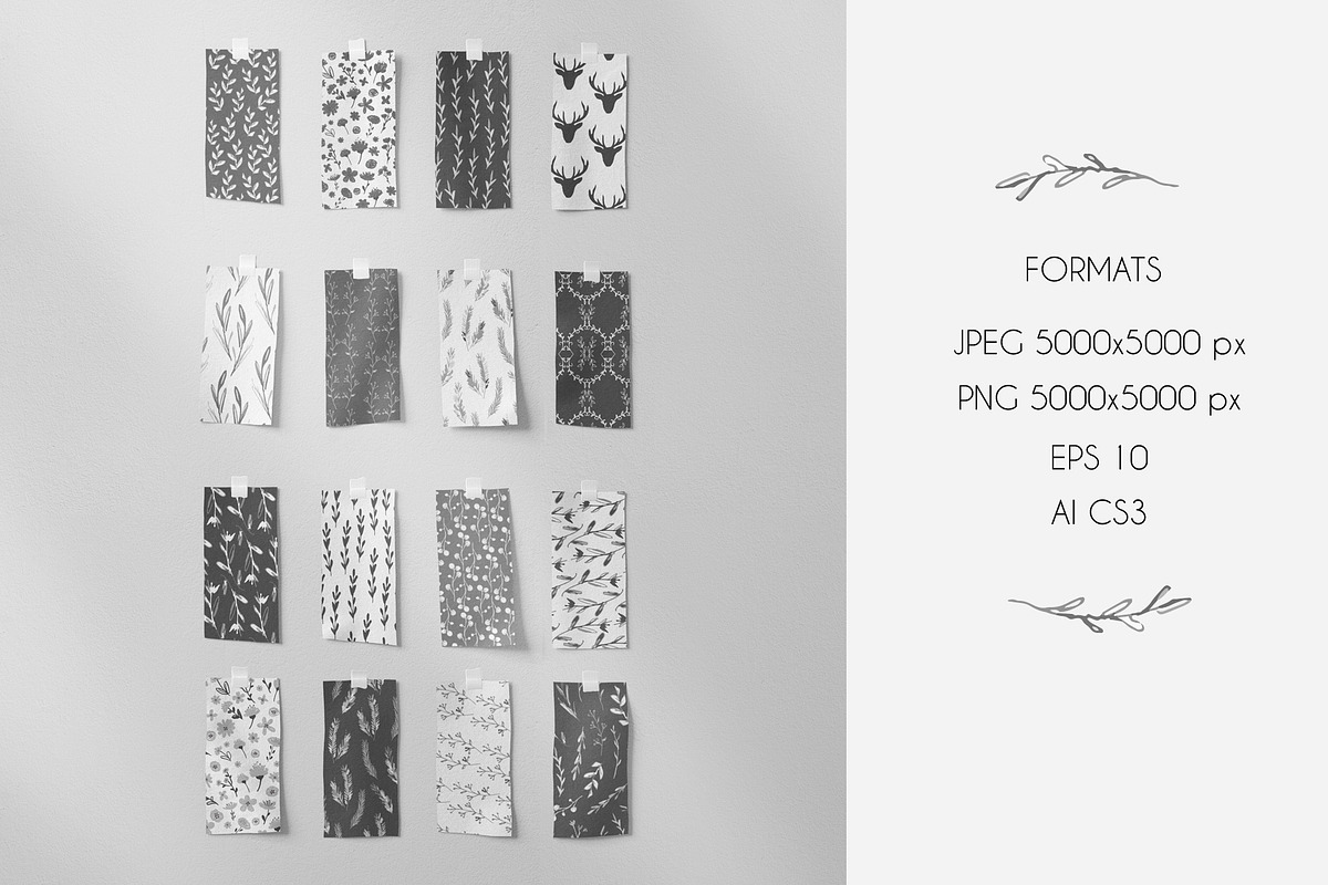Forest foliage pattern collection, a Pattern Graphic by Cozy pattern shop (Photo 4 of 9)