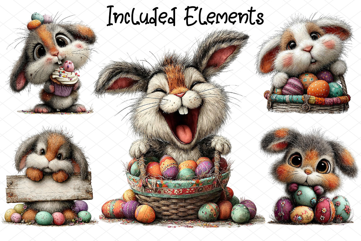 Whimsical Bunny Easter Clipart, an Illustration by cherrydesign (Photo 2 of 4)