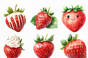 Watercolor Sweet Strawberry Clipart, an Illustration by Craft Nest (Thumbnail 4 of 6)