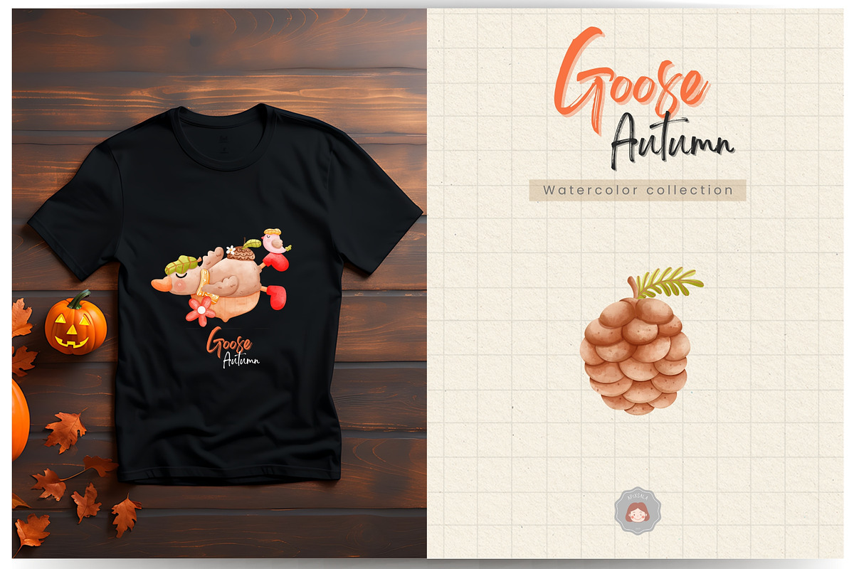 Goose Autumn Watercolor Clipart, an Illustration by Apixsala (Photo 9 of 10)