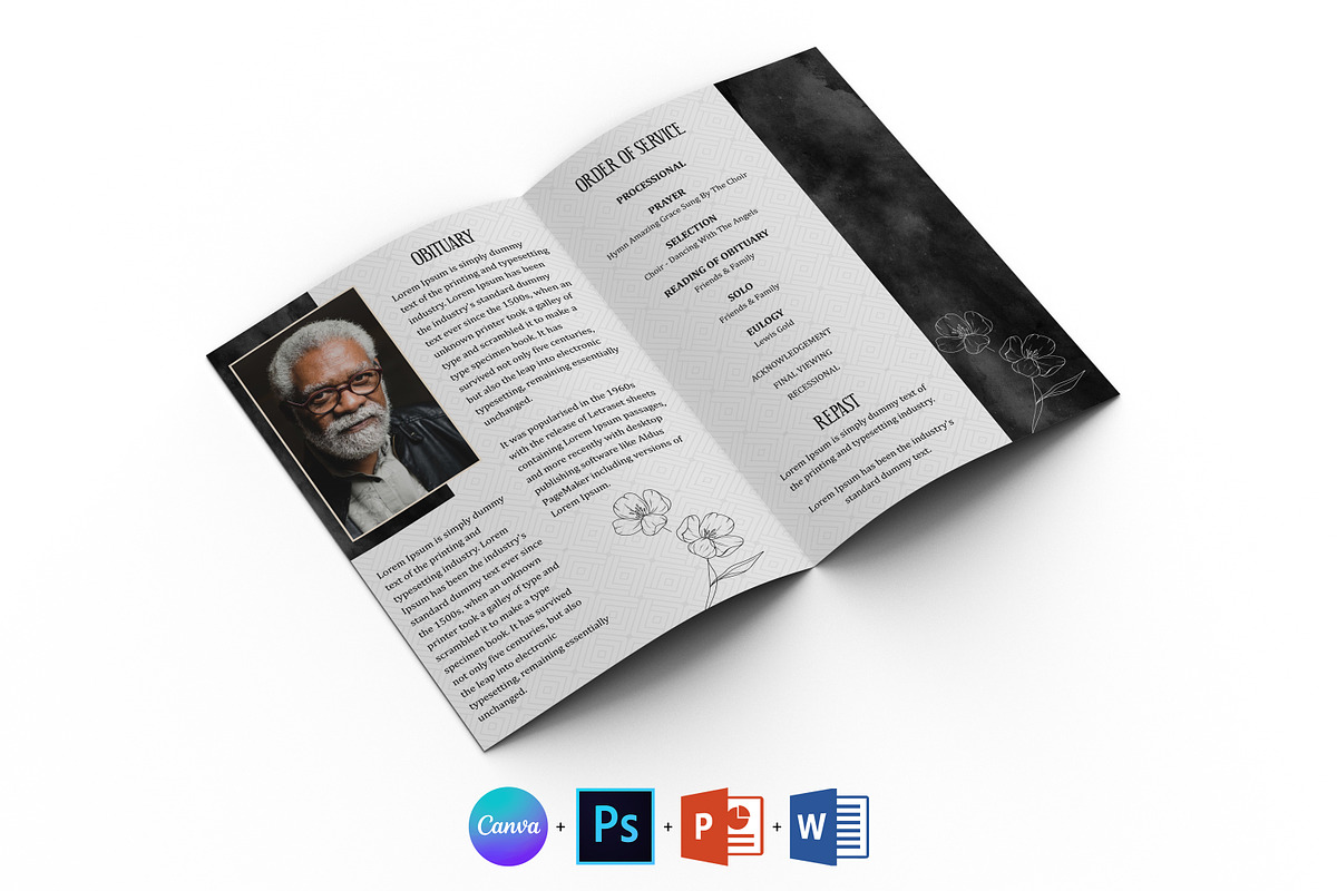 Funeral Program Template | Obituary, a Brochure Template by Designscozy (Photo 3 of 8)