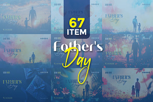 Father's Day template bundle, a Social Media Template by gstudiovect21