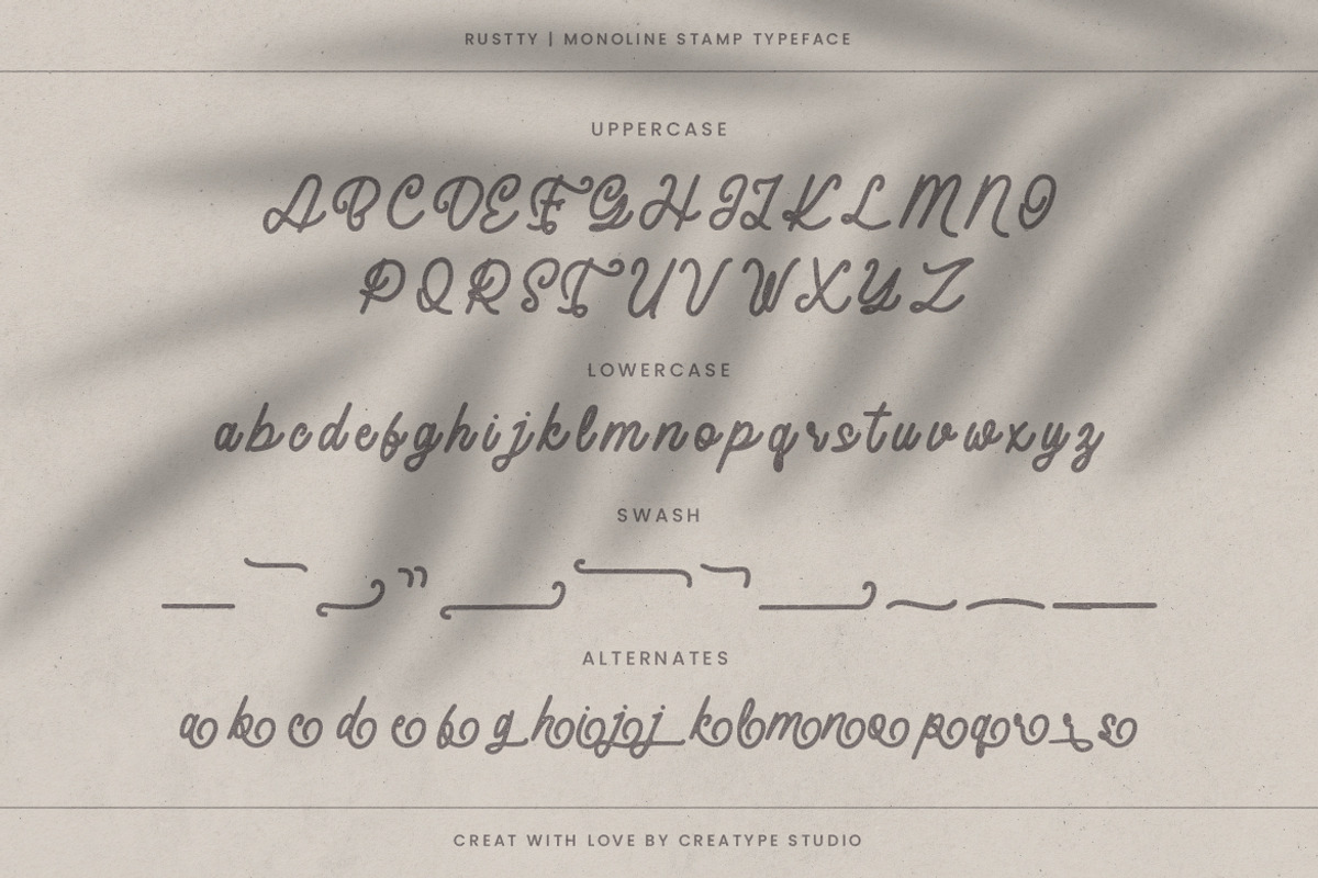 Rustty Monoline Stamp Typeface, a Script Font by Creatype Studio