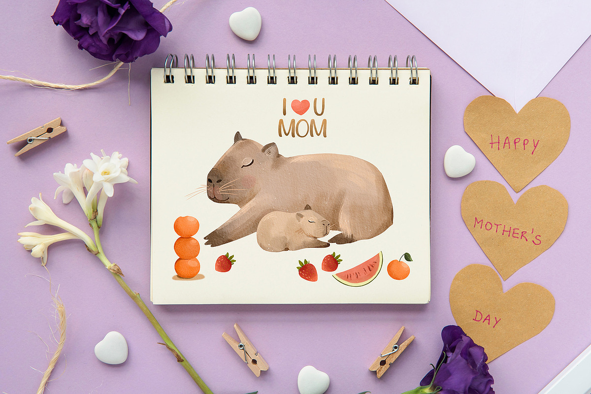Capybara Clipart PNG, Rodent Species, an Animal Illustration by ArtGiftsStudio (Photo 3 of 4)