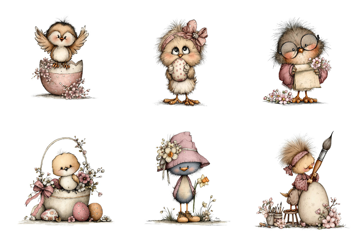 Whimsical Easter Bird Clip Art, an Illustration by CreationArt (Photo 4 of 7)