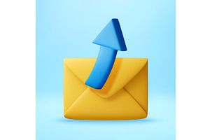 3D Blue arrow rising out of a yellow, an Illustration by Abscent
