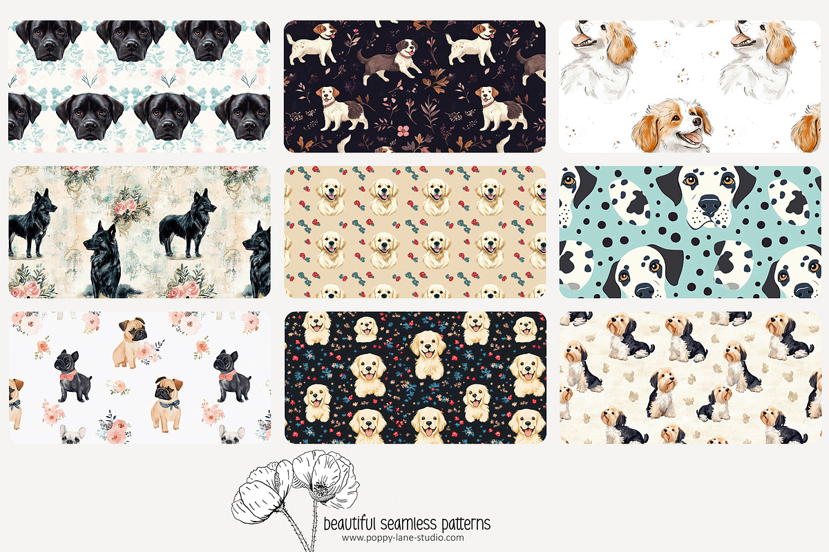 80 dog seamless pattern, a Pattern Graphic by Poppy Lane Studio (Photo 7 of 11)