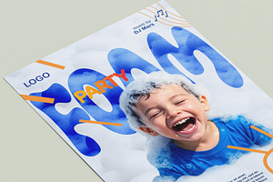 Foam Party For Kids Invitation Flyer, a Flyer Template by Trot