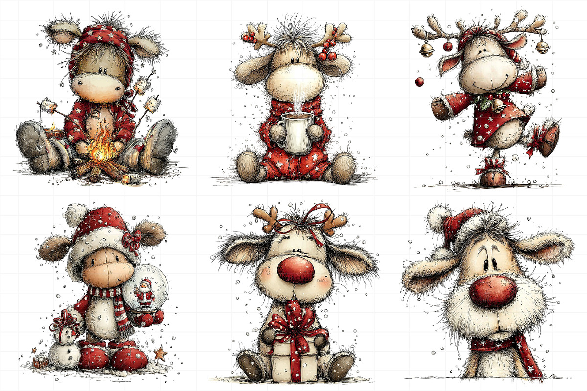 Funny Christmas Reindeer Clipart, an Illustration by Daily.Designs (Photo 6 of 8)